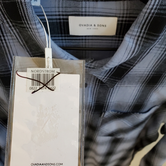 NWT Ovadia & Sons Max Plaid Shirt Blue/Black - Picture 4 of 7